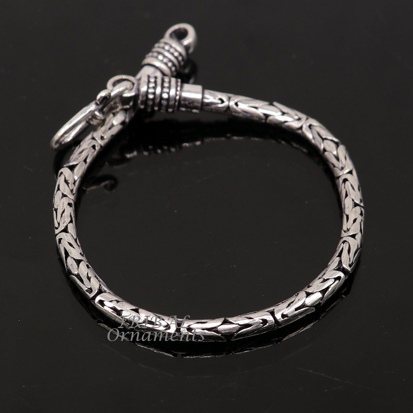 3.5mm 6.5" to 8.5" Unique byzantine design 925 Sterling silver handmade chain bracelet flexible bracelet unisex jewelry from India  sbr429 - TRIBAL ORNAMENTS