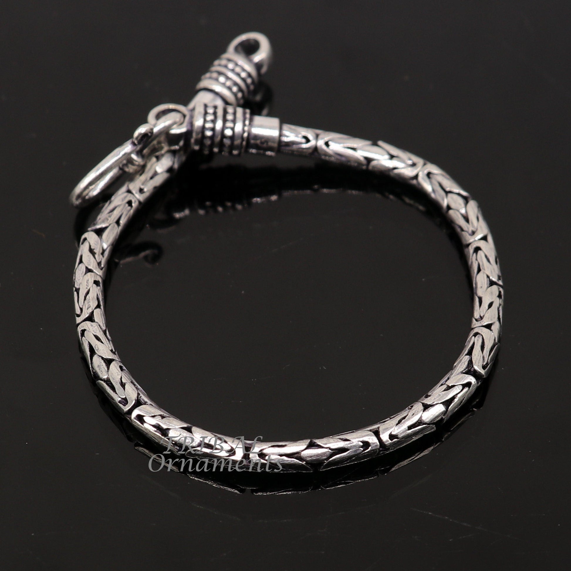 3.5mm 6.5" to 8.5" Unique byzantine design 925 Sterling silver handmade chain bracelet flexible bracelet unisex jewelry from India  sbr429 - TRIBAL ORNAMENTS