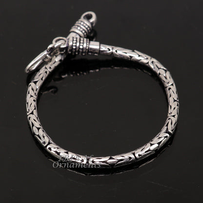 925 Sterling silver Byzantine design chain bracelet, handmade unisex jewelry with flexible, intricate links from Tribal Ornaments.