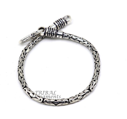 925 Sterling silver Byzantine design chain bracelet, unisex handmade jewelry with flexible, intricate links from Tribal Ornaments.