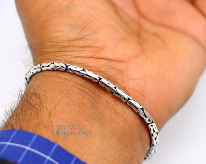 925 Sterling silver Byzantine design chain bracelet, flexible unisex jewelry, handmade from India by Tribal Ornaments.