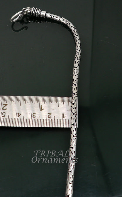 925 Sterling silver Byzantine design chain bracelet, handmade unisex jewelry, flexible and unique tribal ornament style.