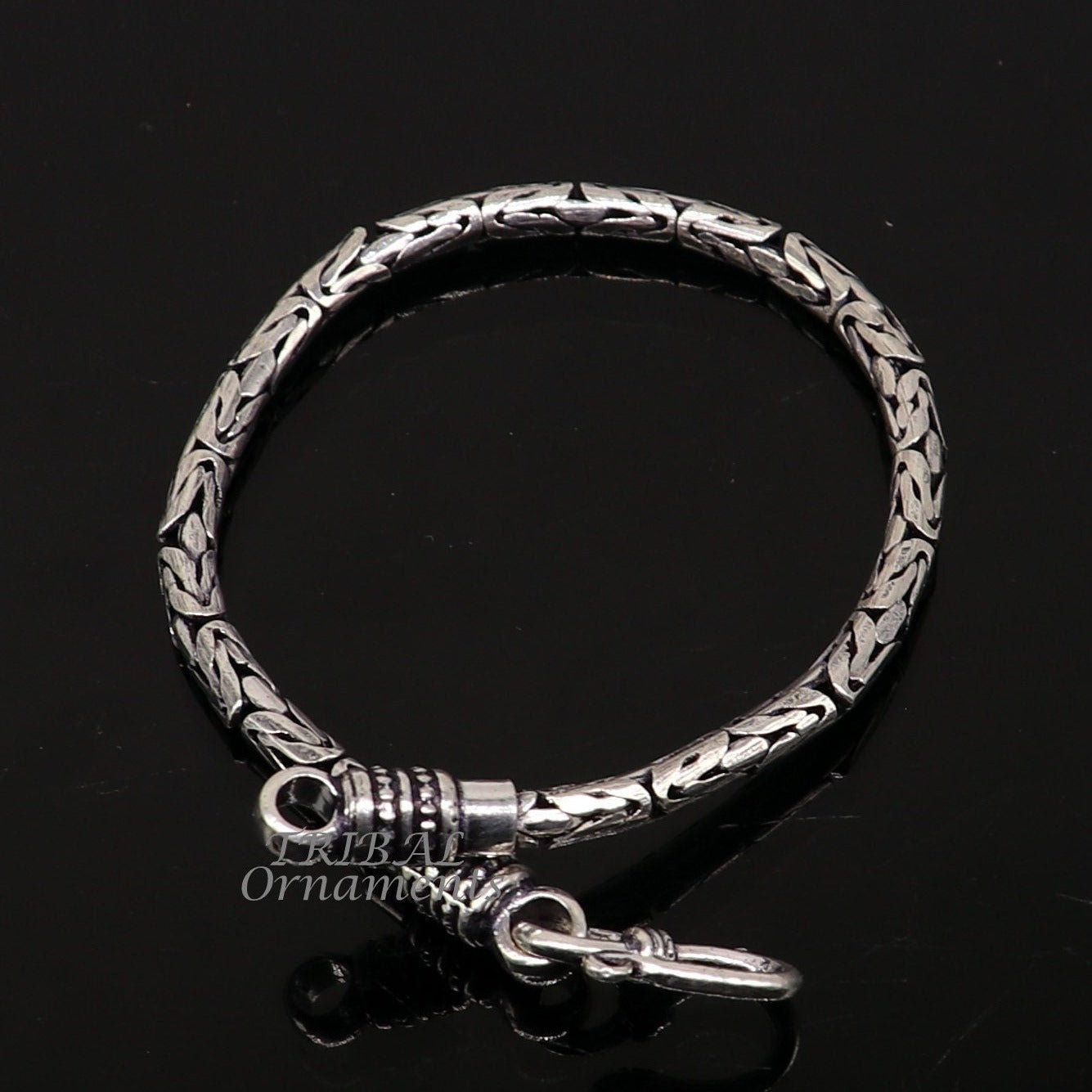 3.5mm 6.5" to 8.5" Unique byzantine design 925 Sterling silver handmade chain bracelet flexible bracelet unisex jewelry from India  sbr729 - TRIBAL ORNAMENTS