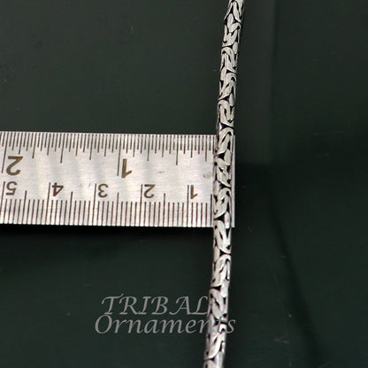 Sterling silver Byzantine chain bracelet with flexible unisex design, handmade jewelry from Tribal Ornaments featuring intricate links.