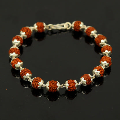 Handmade Rudraksha beads bracelet by TRIBAL ORNAMENTS, customized unisex jewelry from India, 6.5 inches, perfect for personalized gifting.