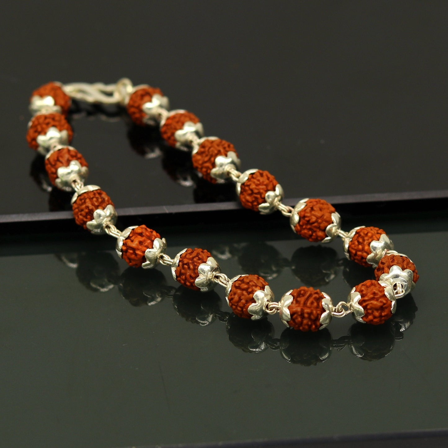 8.5" long handmade gorgeous Rudraksha beads bracelet, excellent customized gifting personalized unisex jewelry from india sbr198 - TRIBAL ORNAMENTS