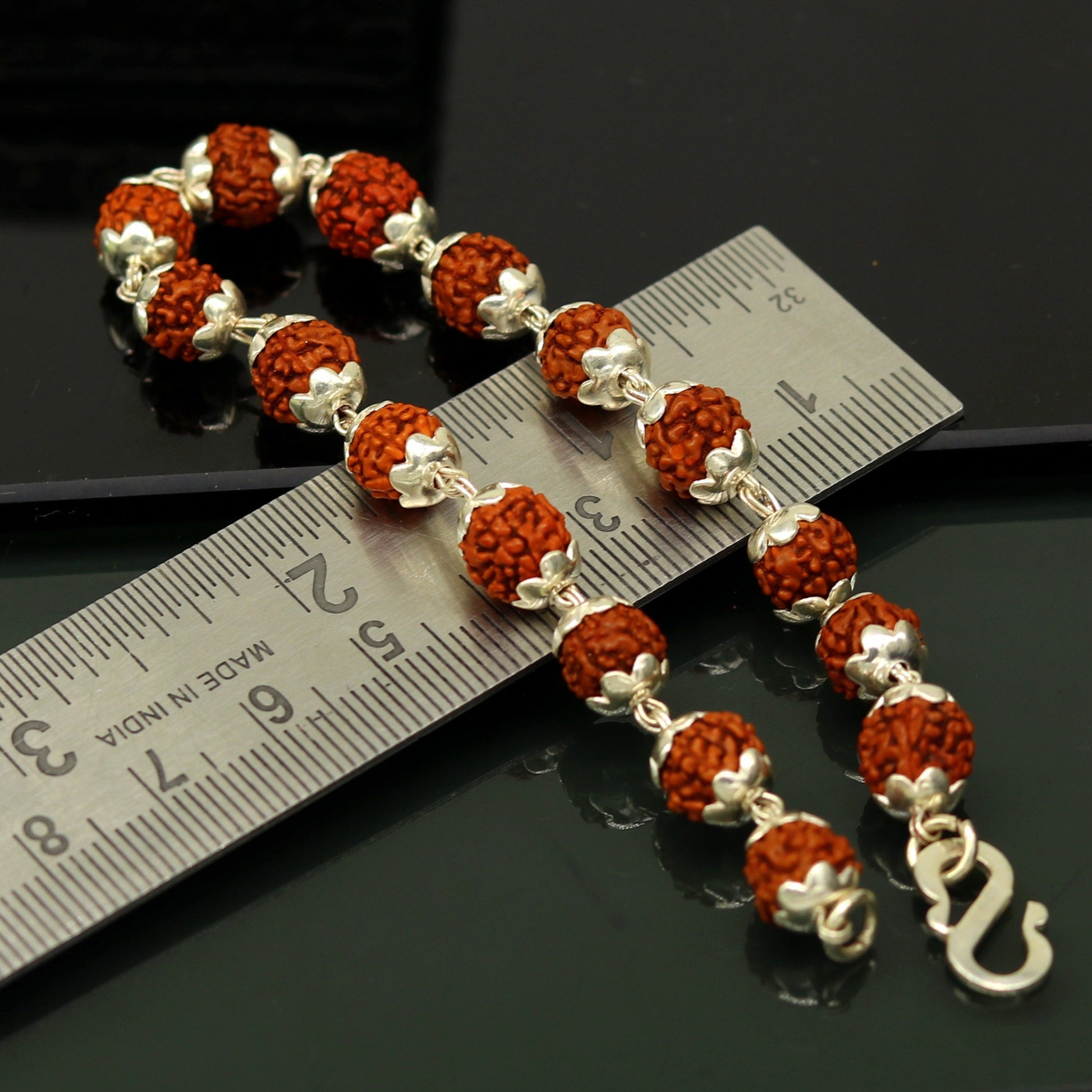 8.5" long handmade gorgeous Rudraksha beads bracelet, excellent customized gifting personalized unisex jewelry from india sbr198 - TRIBAL ORNAMENTS