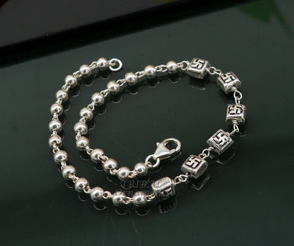 Sterling silver beaded customized bracelet by TRIBAL ORNAMENTS, unisex belly dance jewelry with personalized beading design.
