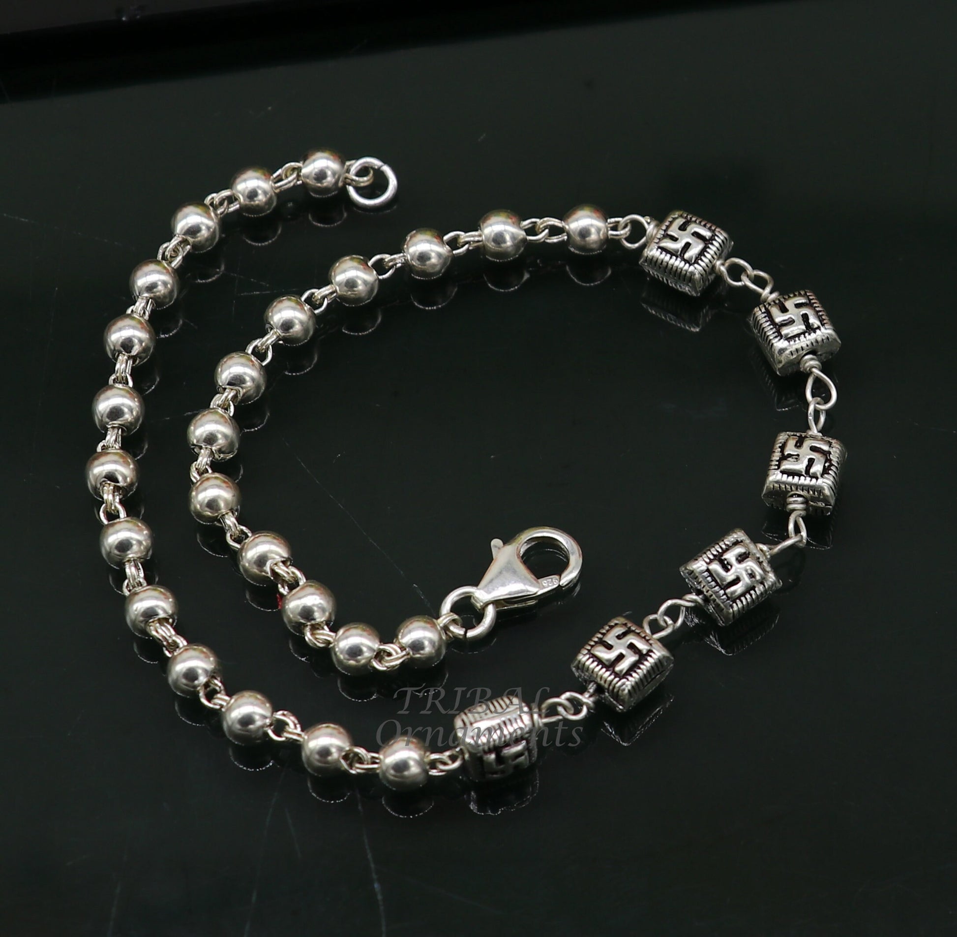 925 sterling silver beaded customized bracelet, best gifting stylish beaded bracelet, unisex personalized belly dance jewelry  sbr413 - TRIBAL ORNAMENTS