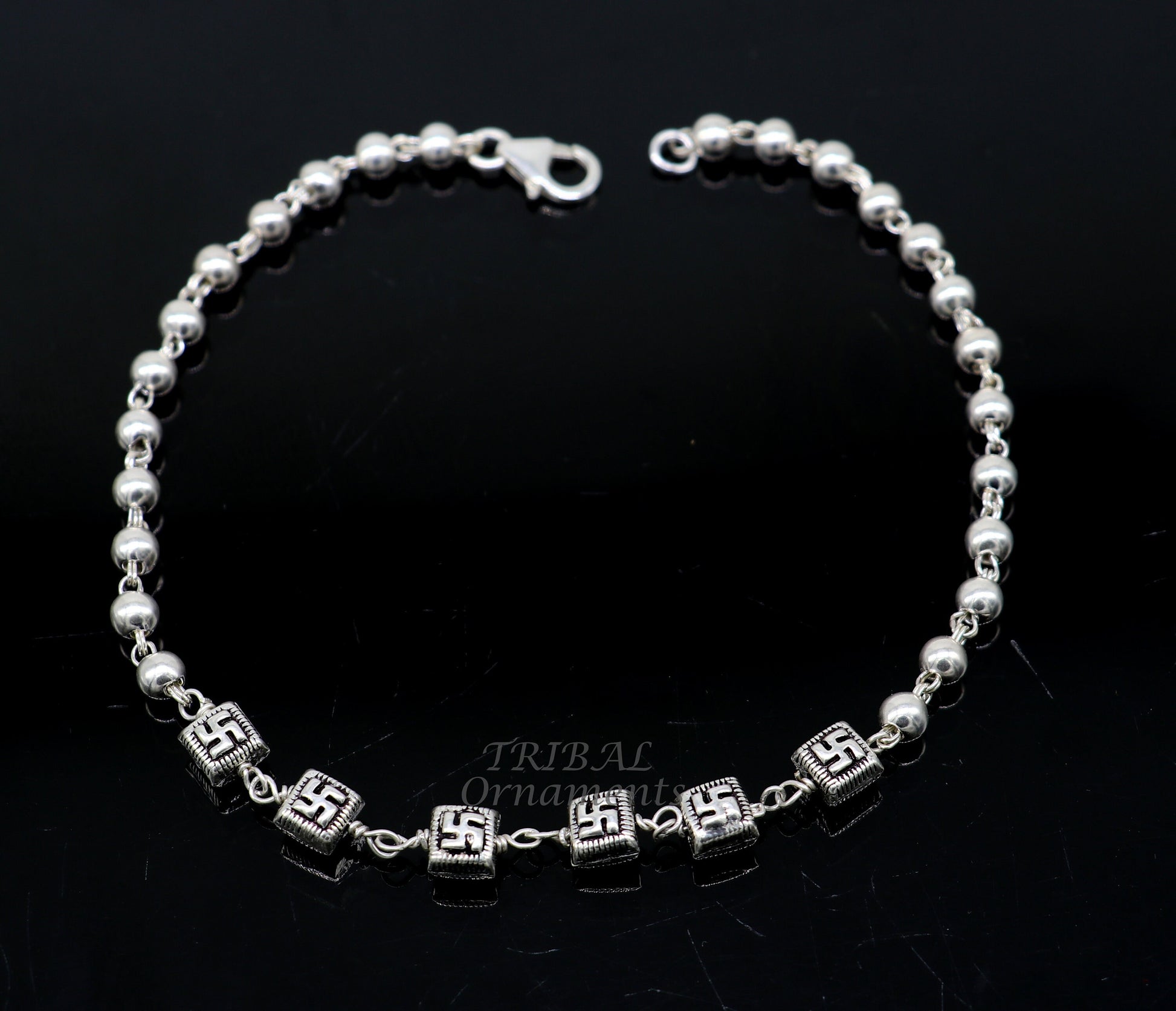 925 sterling silver beaded customized bracelet, best gifting stylish beaded bracelet, unisex personalized belly dance jewelry  sbr413 - TRIBAL ORNAMENTS