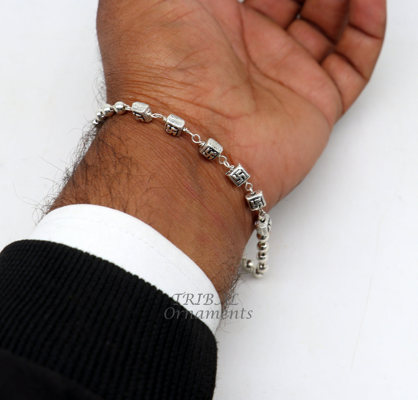 925 sterling silver beaded customized bracelet, best gifting stylish beaded bracelet, unisex personalized belly dance jewelry  sbr413 - TRIBAL ORNAMENTS