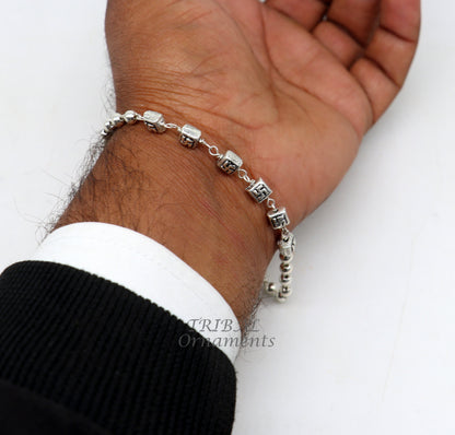 Sterling silver beaded bracelet by Tribal Ornaments, personalized unisex jewelry suitable for gifting and belly dance styling.