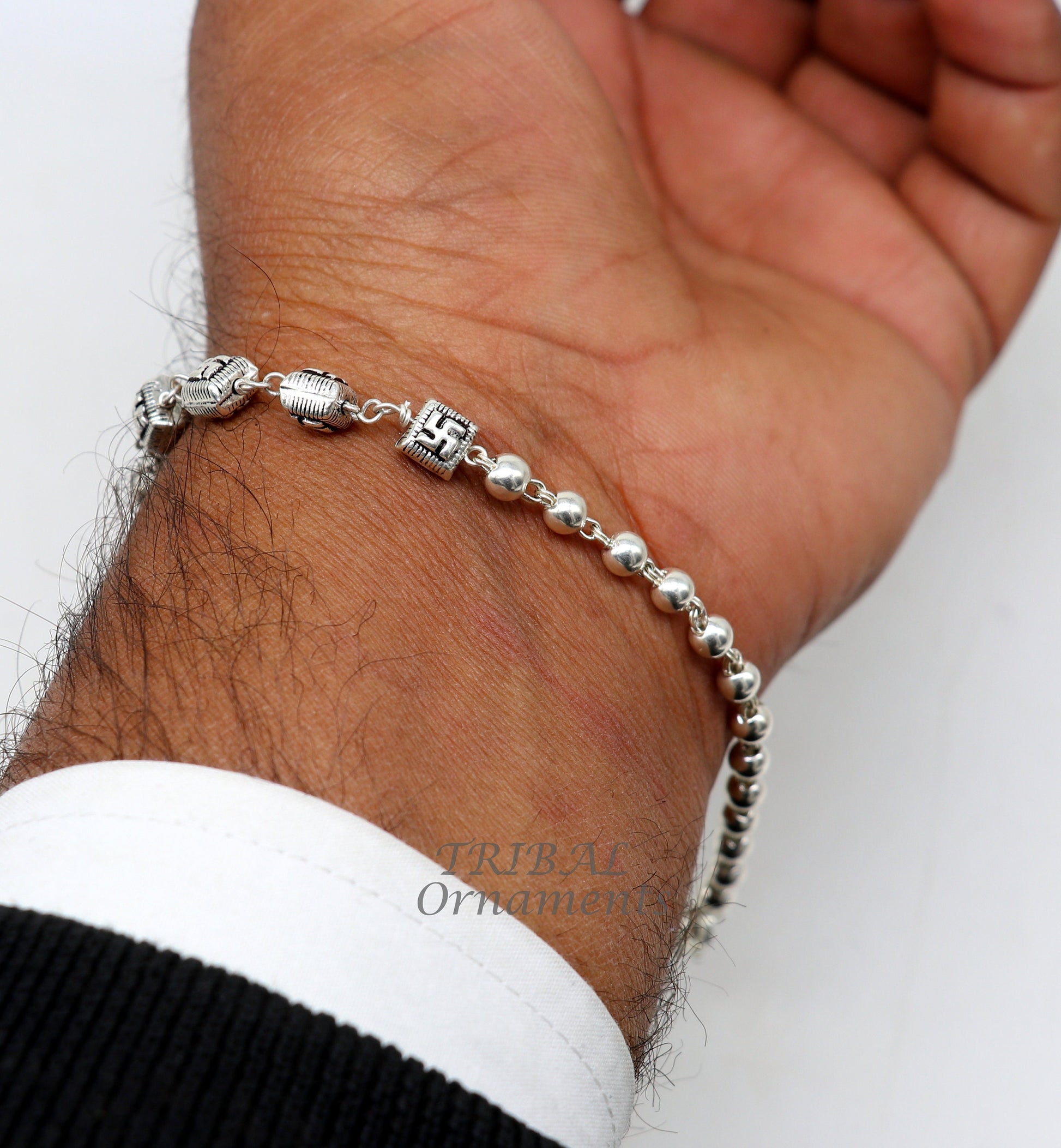 925 sterling silver beaded customized bracelet, best gifting stylish beaded bracelet, unisex personalized belly dance jewelry  sbr413 - TRIBAL ORNAMENTS