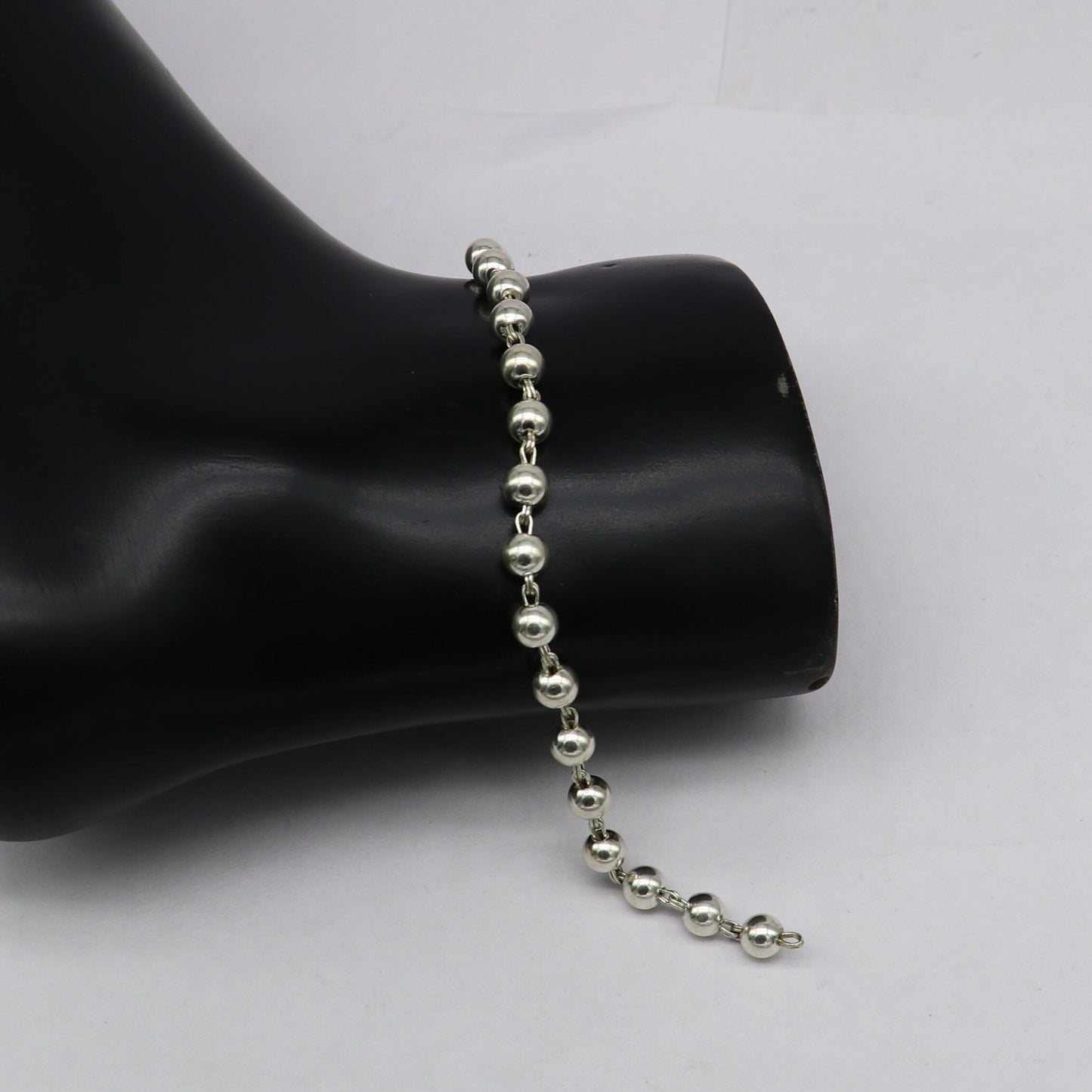 925 sterling silver handmade 5.5 mm round beads balls unisex bracelet, fabulous customized beaded bracelet stylish gift sbr211 - TRIBAL ORNAMENTS