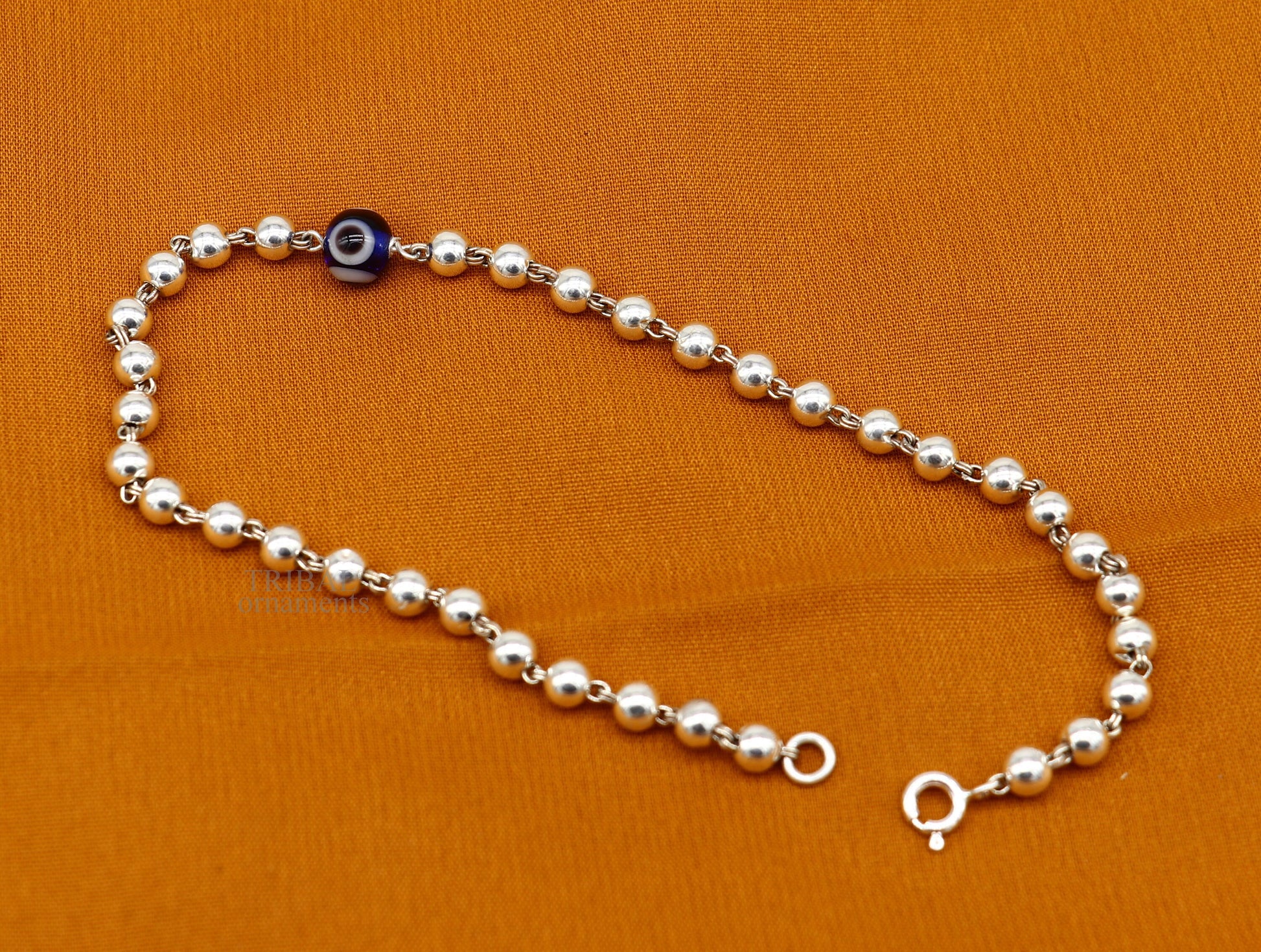 925 sterling silver handmade beaded evil eye bracelet, amazing stylish unisex bracelet 9 inches long jewelry nsbr475 - TRIBAL ORNAMENTS