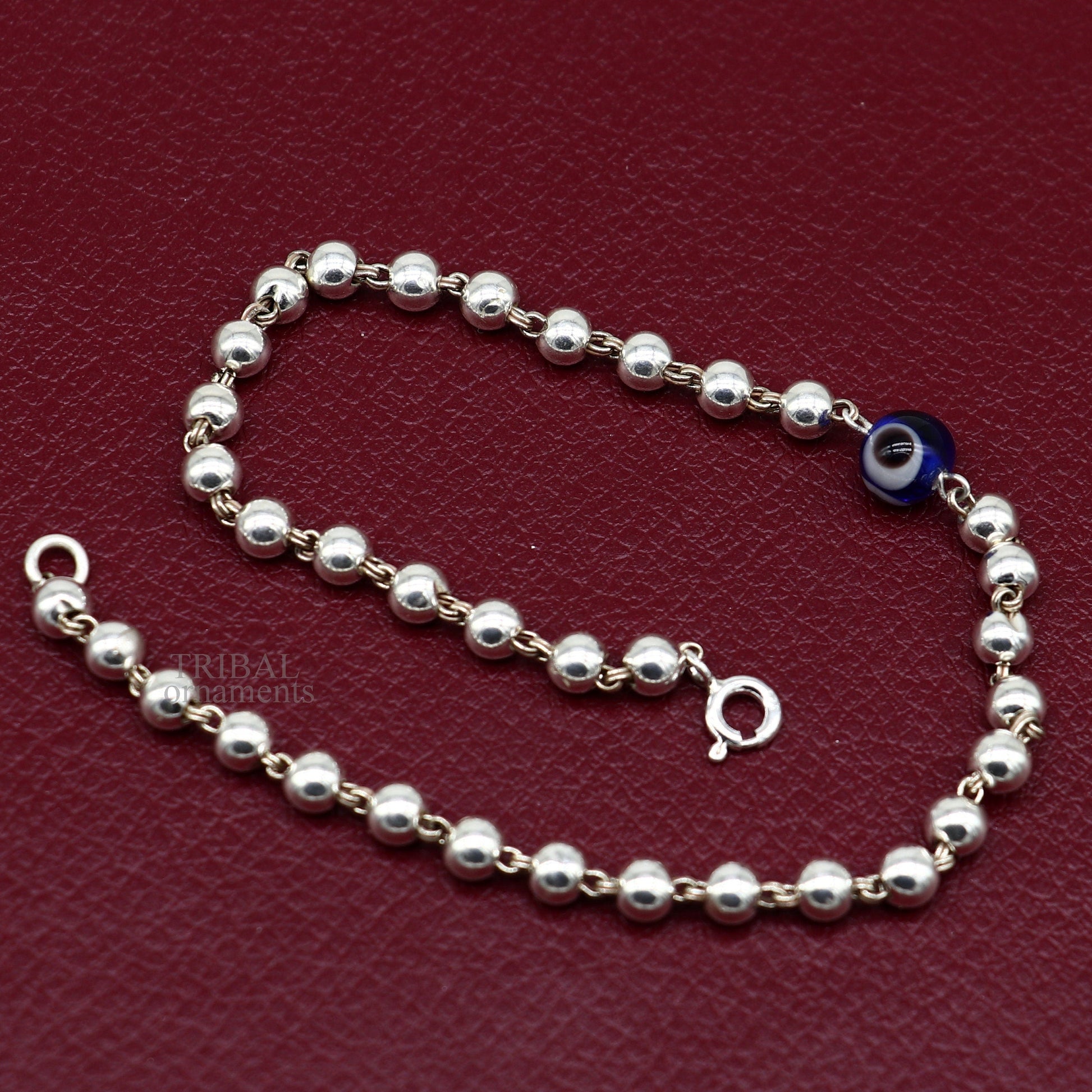 925 sterling silver handmade beaded evil eye bracelet, amazing stylish unisex bracelet 9 inches long jewelry nsbr475 - TRIBAL ORNAMENTS
