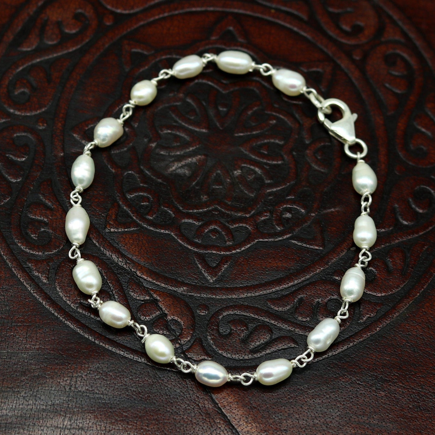 7.5" inches 925 sterling silver handmade customized beaded bracelet, awesome natural pearl unisex bracelet gifting jewelry for girls nsbr190 - TRIBAL ORNAMENTS