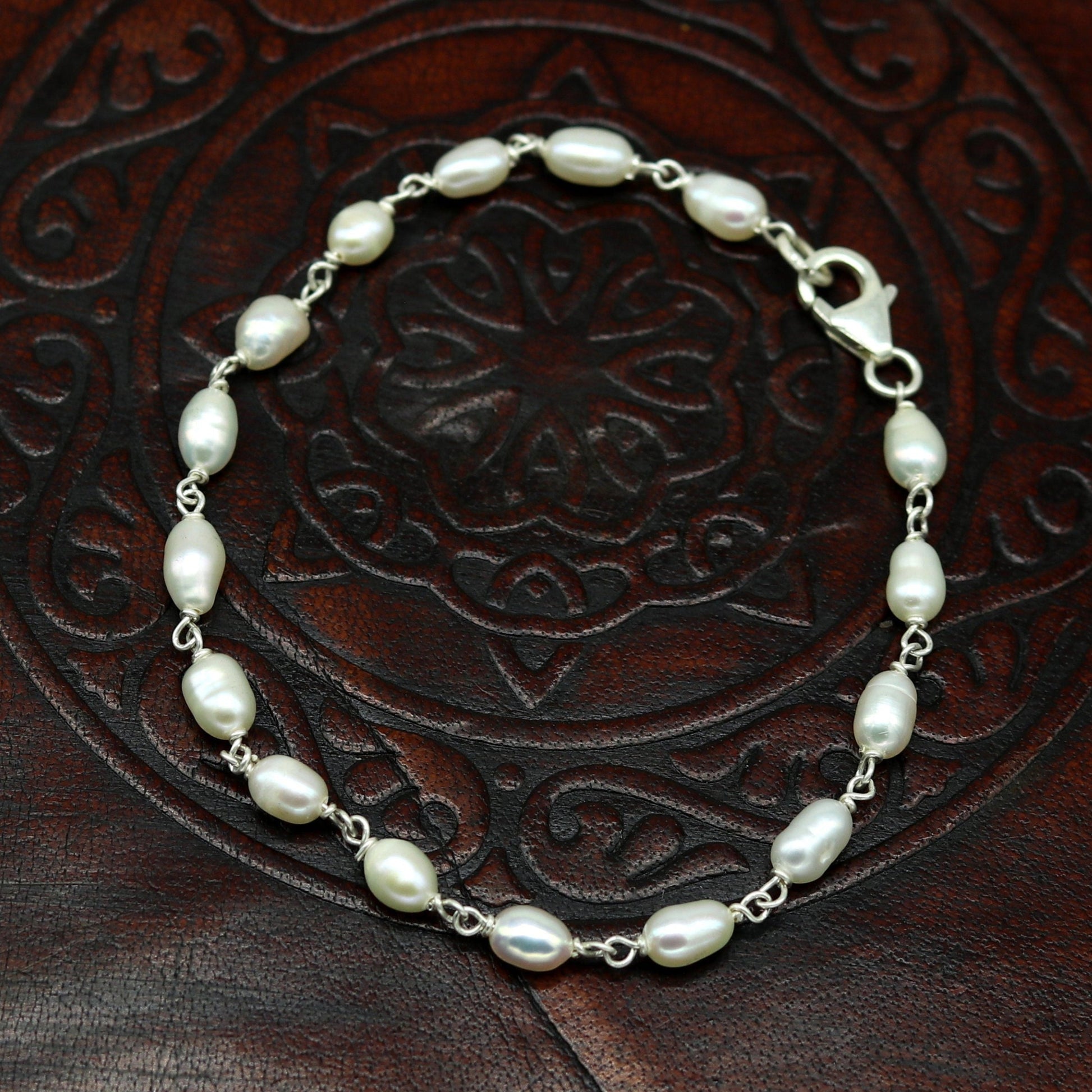 7.5" inches 925 sterling silver handmade customized beaded bracelet, awesome natural pearl unisex bracelet gifting jewelry for girls nsbr190 - TRIBAL ORNAMENTS