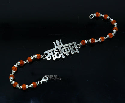 925 sterling silver handmade lord Shiva Mahakal design Rakhi bracelet amazing Rudraksha Mahakaal bracelet, use as daily use jewelry rk207 - TRIBAL ORNAMENTS