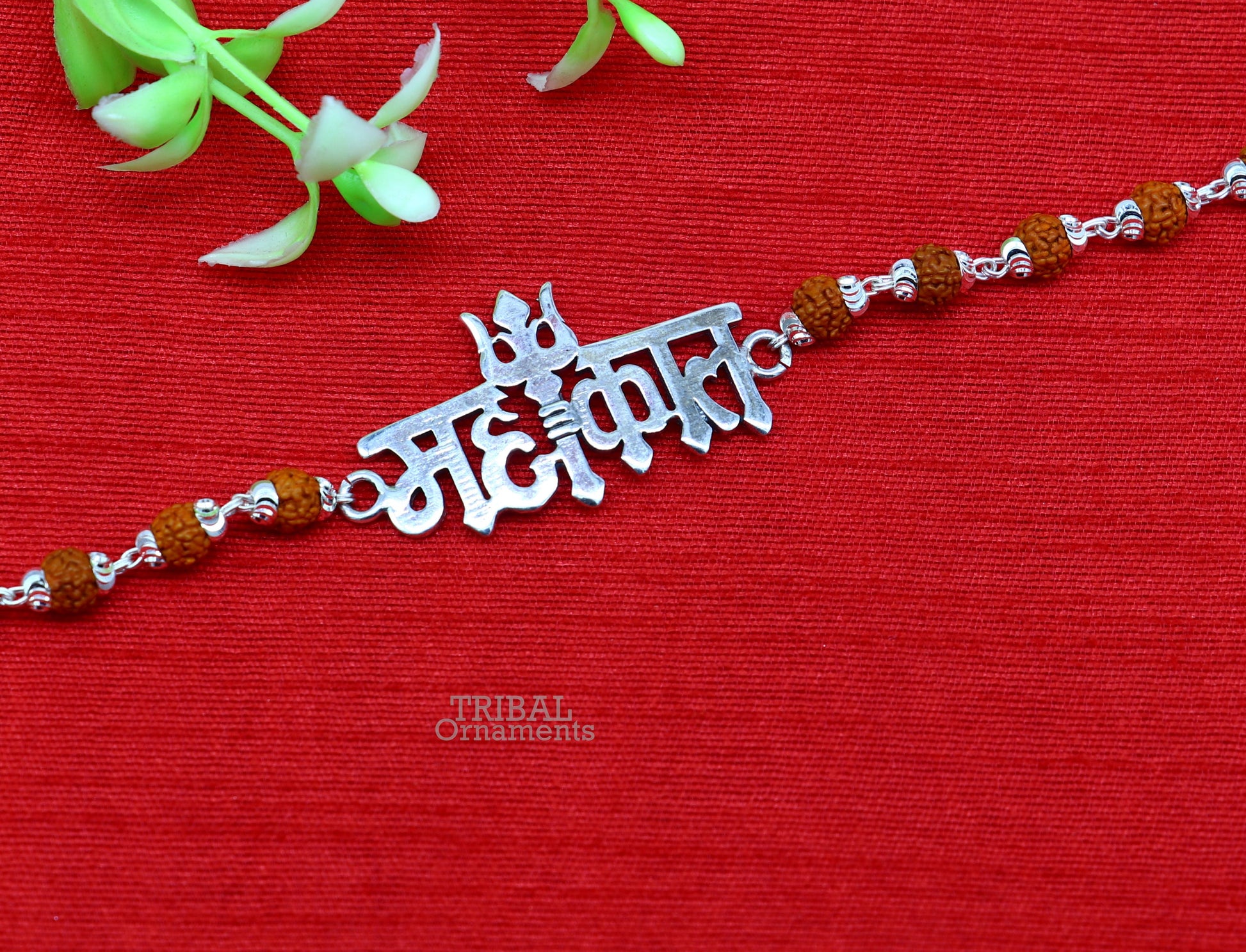 925 sterling silver handmade lord Shiva Mahakal design Rakhi bracelet amazing Rudraksha Mahakaal bracelet, use as daily use jewelry rk207 - TRIBAL ORNAMENTS