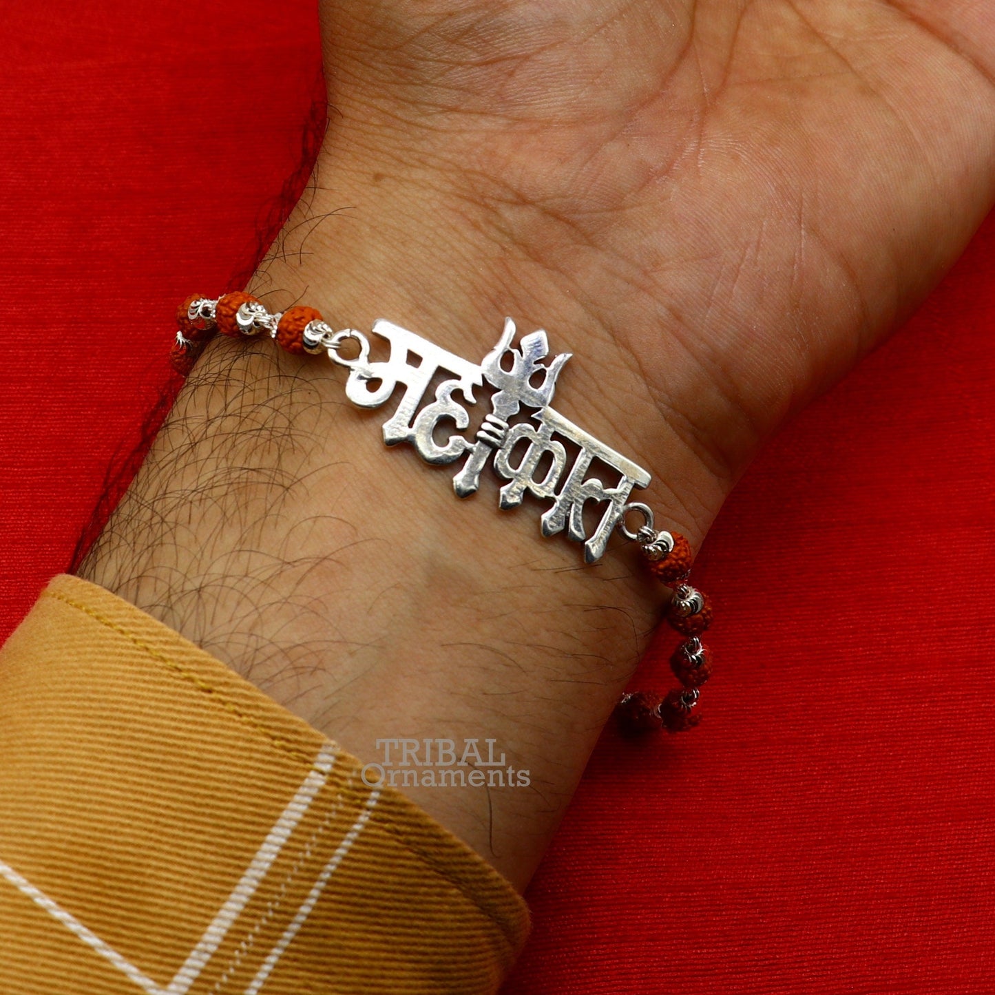 925 sterling silver handmade lord Shiva Mahakal design Rakhi bracelet amazing Rudraksha Mahakaal bracelet, use as daily use jewelry rk207 - TRIBAL ORNAMENTS