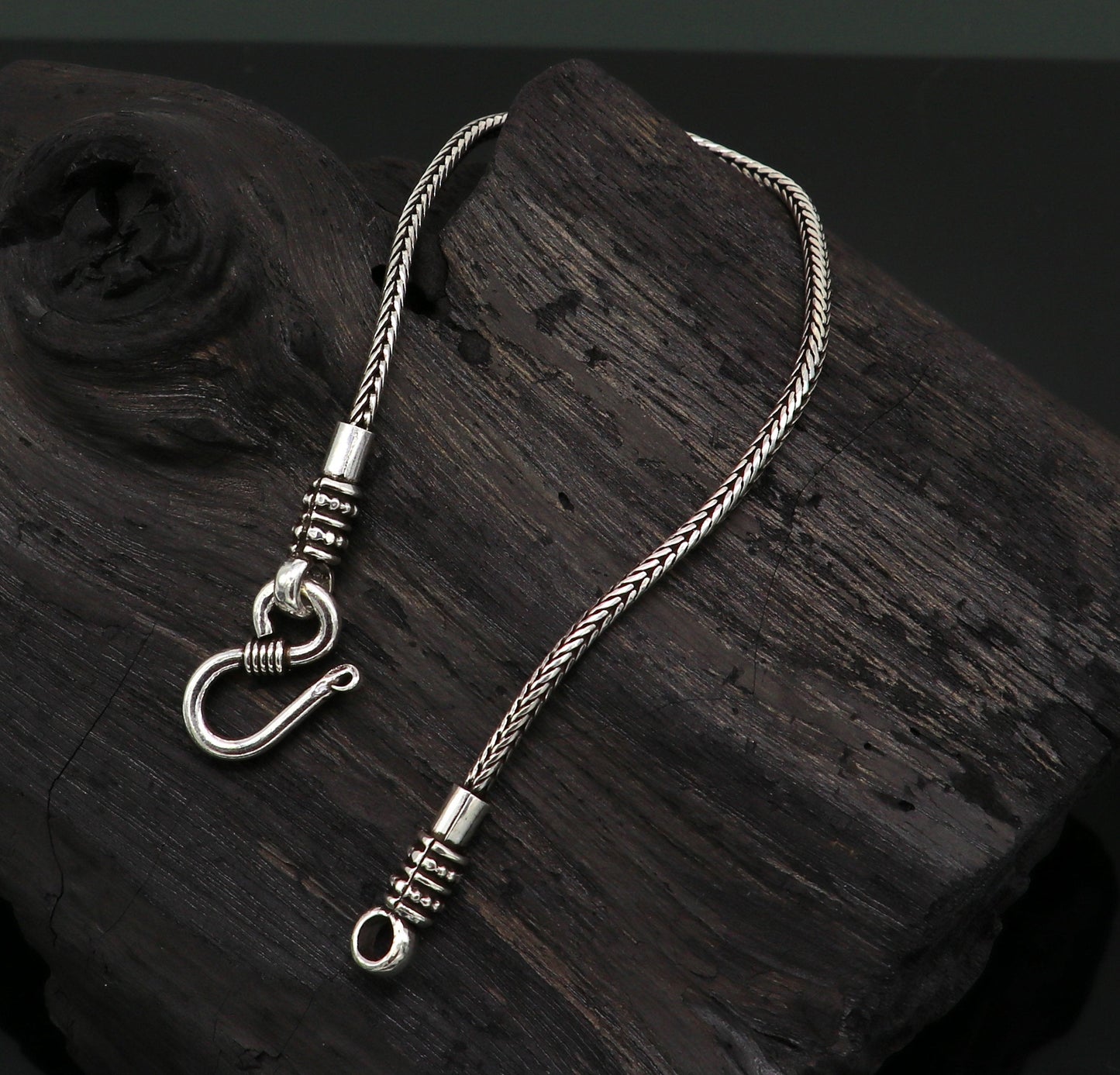 7" Fine 925 sterling silver handmade solid wheat chain bracelet, elegant stylish bracelet, silver jewelry, best gift girl's bracelet nsbr255 - TRIBAL ORNAMENTS