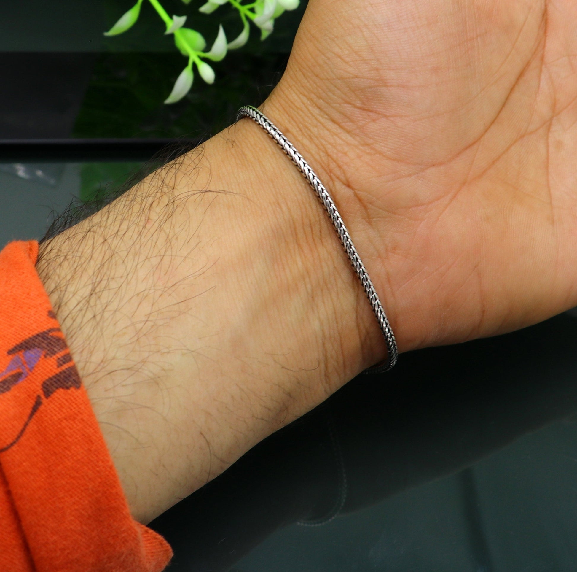 7" Fine 925 sterling silver handmade solid wheat chain bracelet, elegant stylish bracelet, silver jewelry, best gift girl's bracelet nsbr255 - TRIBAL ORNAMENTS