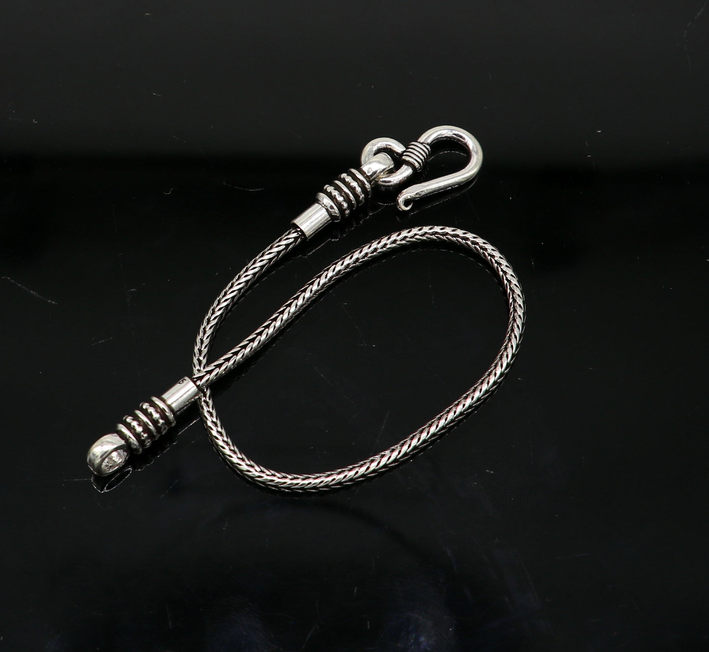 7" Fine 925 sterling silver handmade solid wheat chain bracelet, elegant stylish bracelet, silver jewelry, best gift girl's bracelet nsbr255 - TRIBAL ORNAMENTS