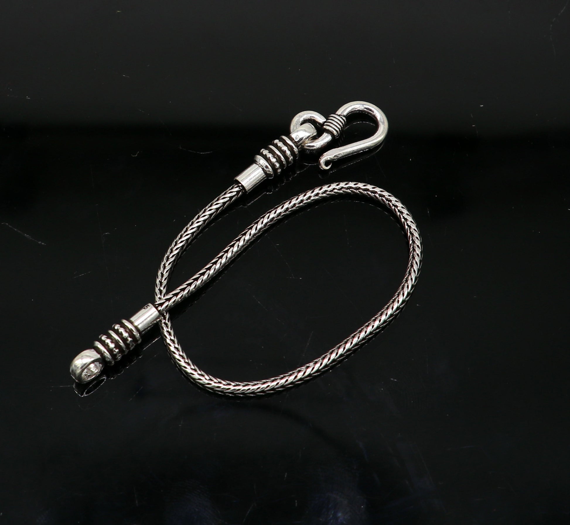 7" Fine 925 sterling silver handmade solid wheat chain bracelet, elegant stylish bracelet, silver jewelry, best gift girl's bracelet nsbr255 - TRIBAL ORNAMENTS