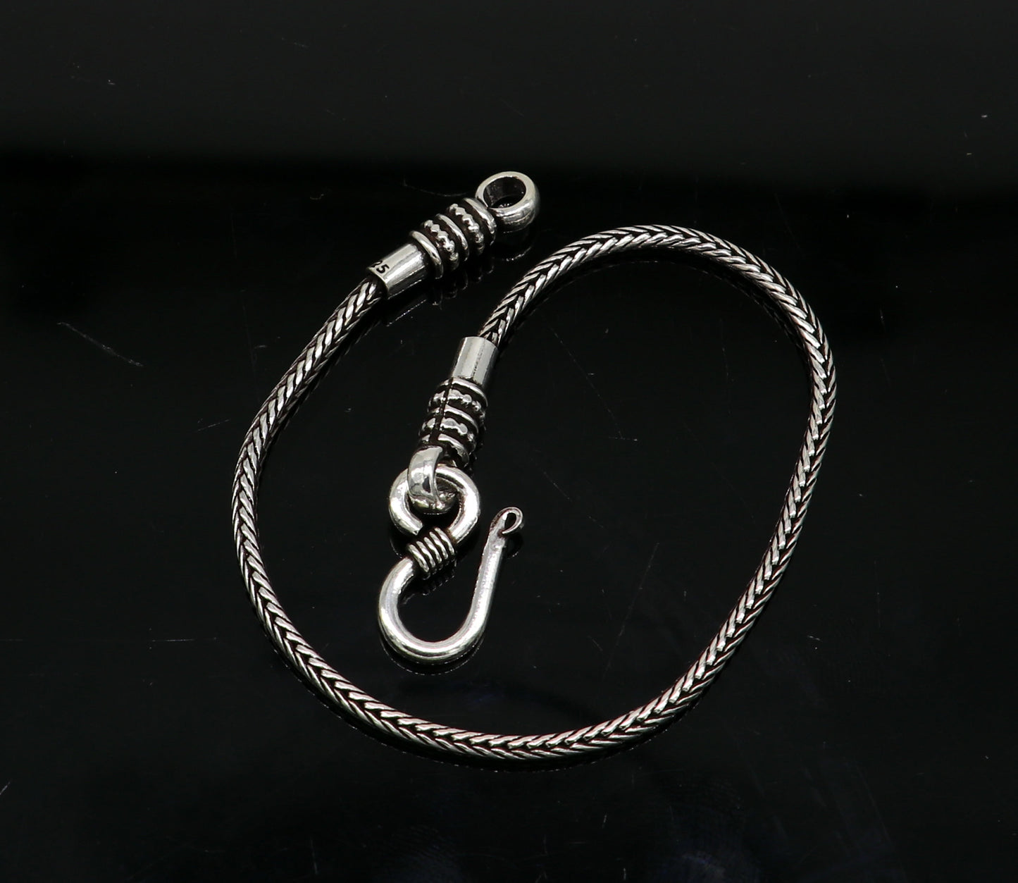 7" Fine 925 sterling silver handmade solid wheat chain bracelet, elegant stylish bracelet, silver jewelry, best gift girl's bracelet nsbr255 - TRIBAL ORNAMENTS