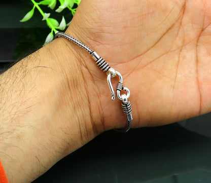 925 sterling silver handmade wheat chain bracelet by TRIBAL ORNAMENTS, elegant stylish silver jewelry for women or girls.