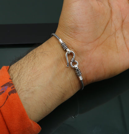 925 sterling silver handmade wheat chain bracelet by TRIBAL ORNAMENTS, elegant stylish silver jewelry for women or girls.