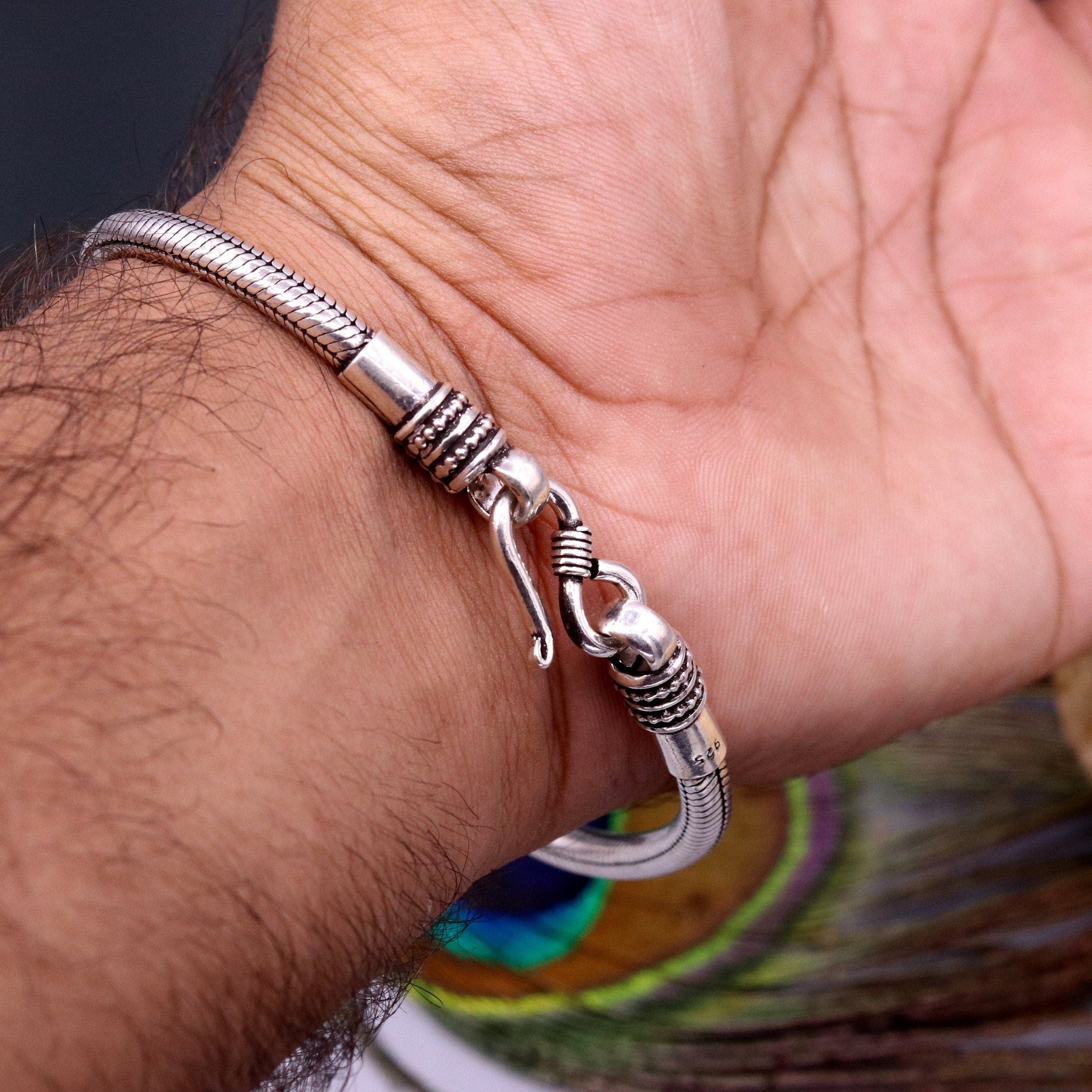 925 sterling silver snake chain flexible unisex bracelet stylish