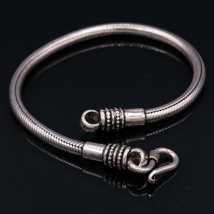 925 sterling silver snake chain bracelet by TRIBAL ORNAMENTS, flexible unisex vintage jewelry, 6 inches long, 4mm wide.