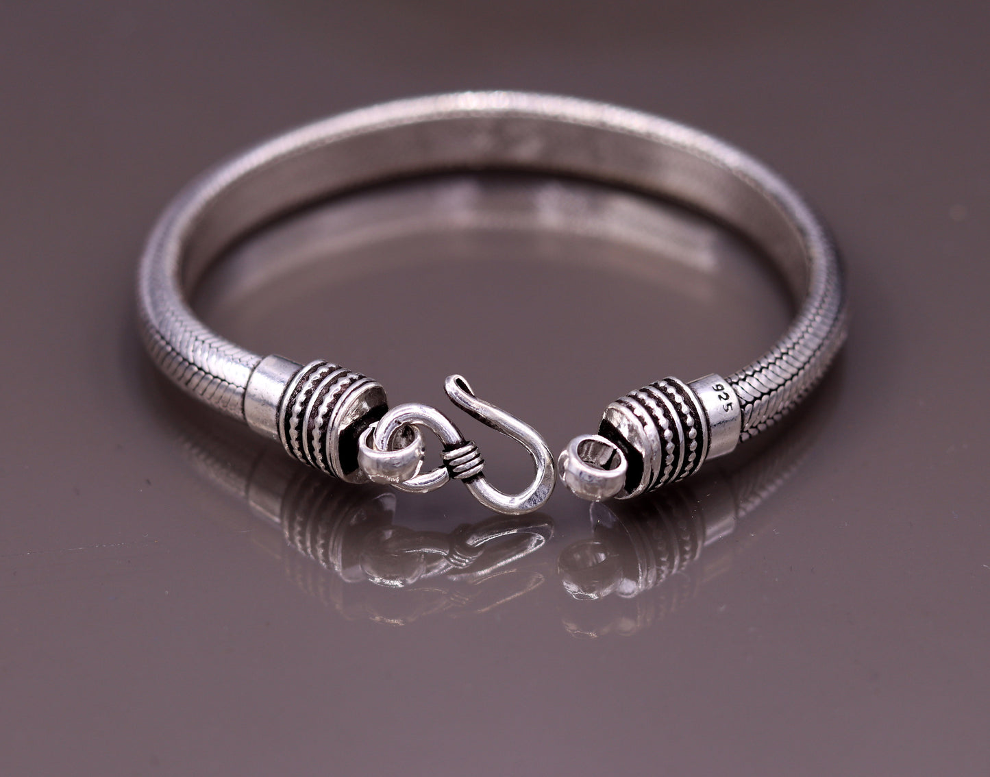 8.5" 925 Sterling silver vintage handmade wheat chain Half round D shape bracelet unisex gorgeous antique style jewelry from india sbr63 - TRIBAL ORNAMENTS