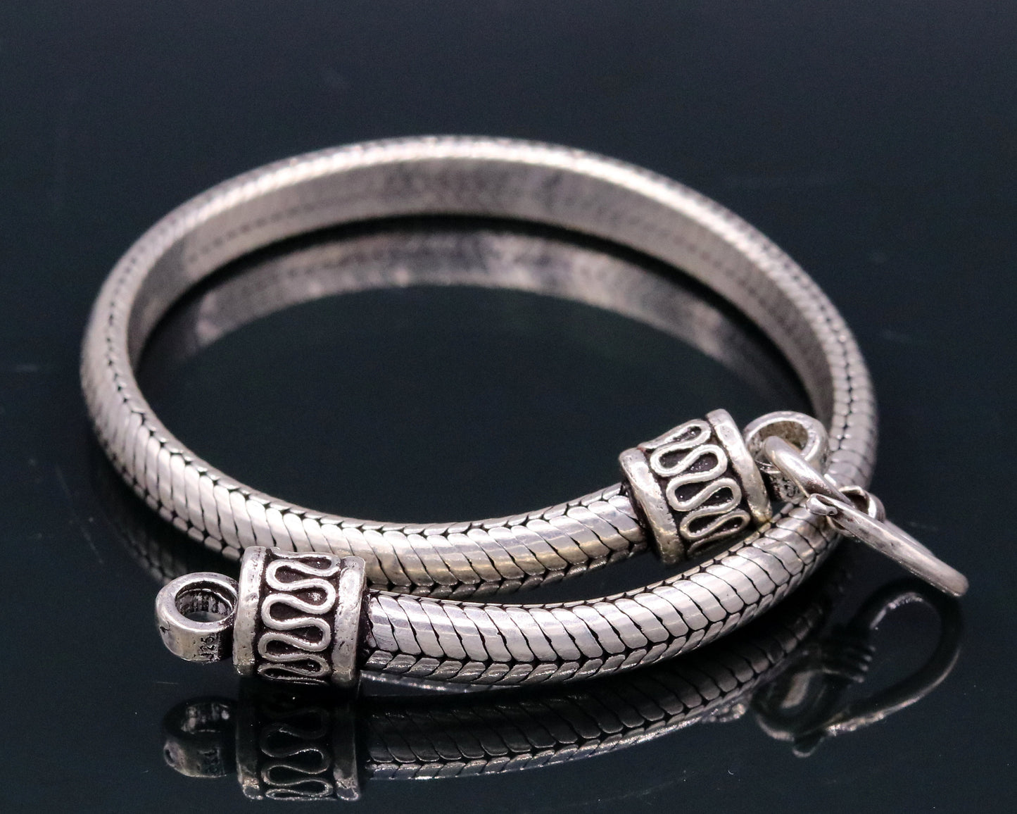 8.5" inches long 925 sterling silver handmade snake chain bracelet, D shape chain bracelet, half round snake chain bracelet unisex sbr149 - TRIBAL ORNAMENTS