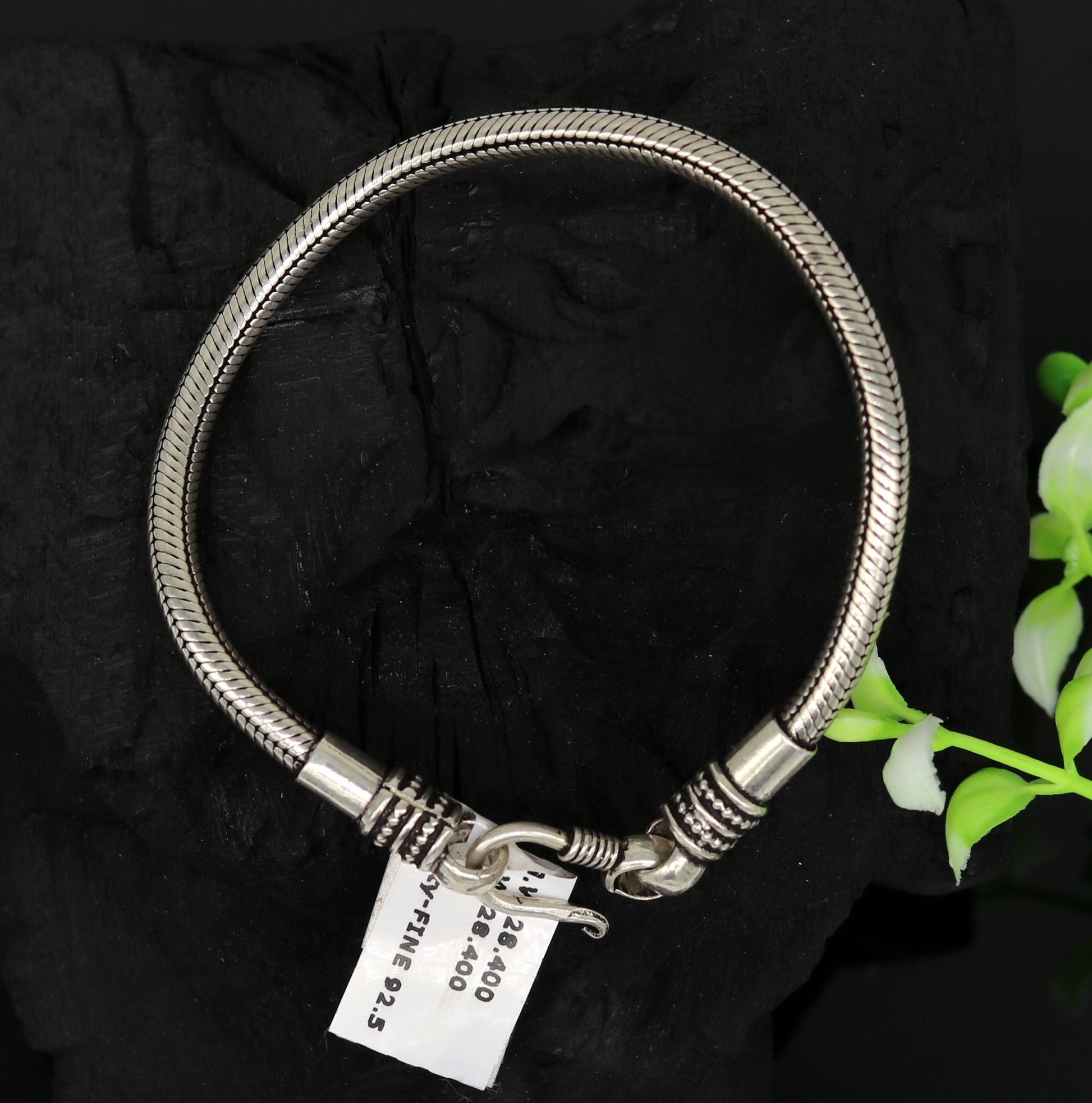 8" long 925 sterling silver handcrafted solid vintage design customized snake chain bracelet unisex personalized gift tribal jewelry nsbr26 - TRIBAL ORNAMENTS