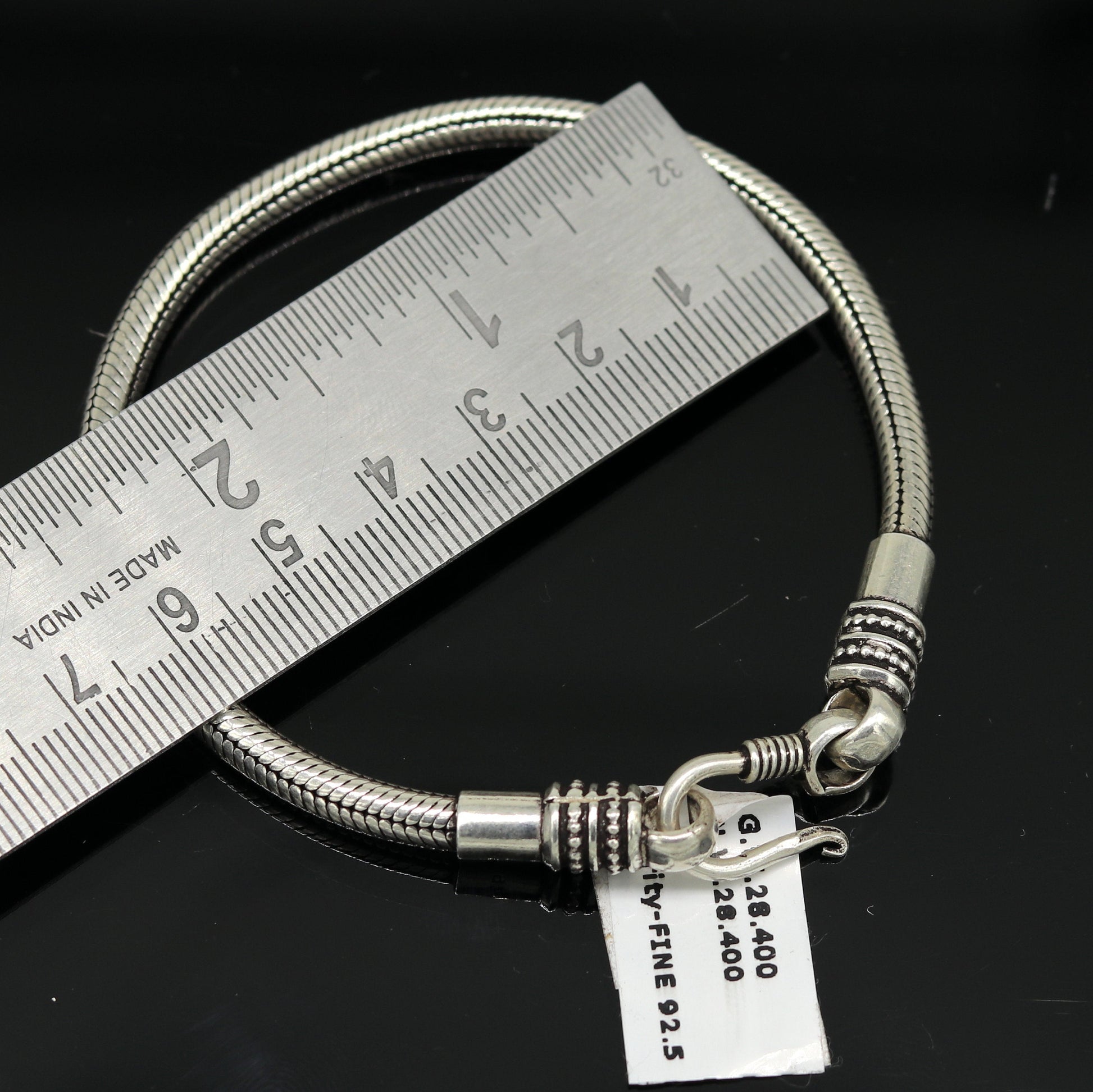 8" long 925 sterling silver handcrafted solid vintage design customized snake chain bracelet unisex personalized gift tribal jewelry nsbr26 - TRIBAL ORNAMENTS