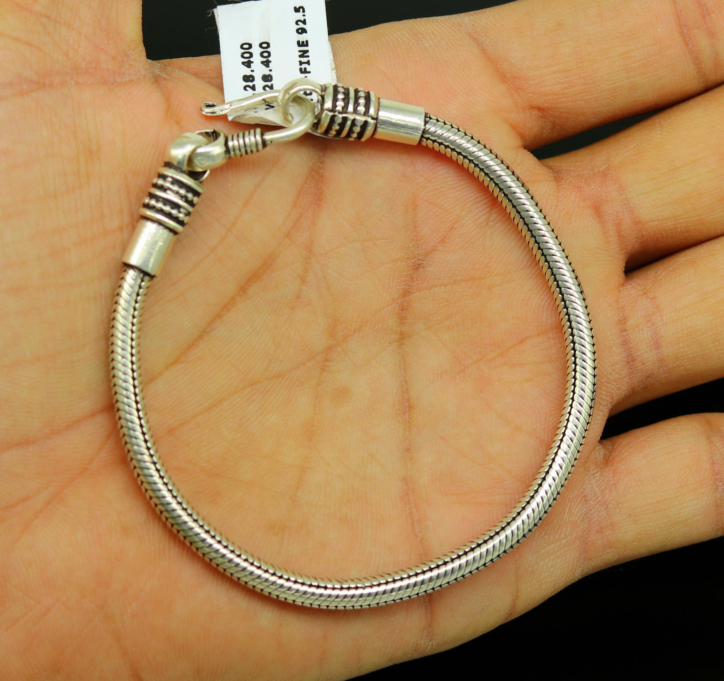 8" long 925 sterling silver handcrafted solid vintage design customized snake chain bracelet unisex personalized gift tribal jewelry nsbr26 - TRIBAL ORNAMENTS