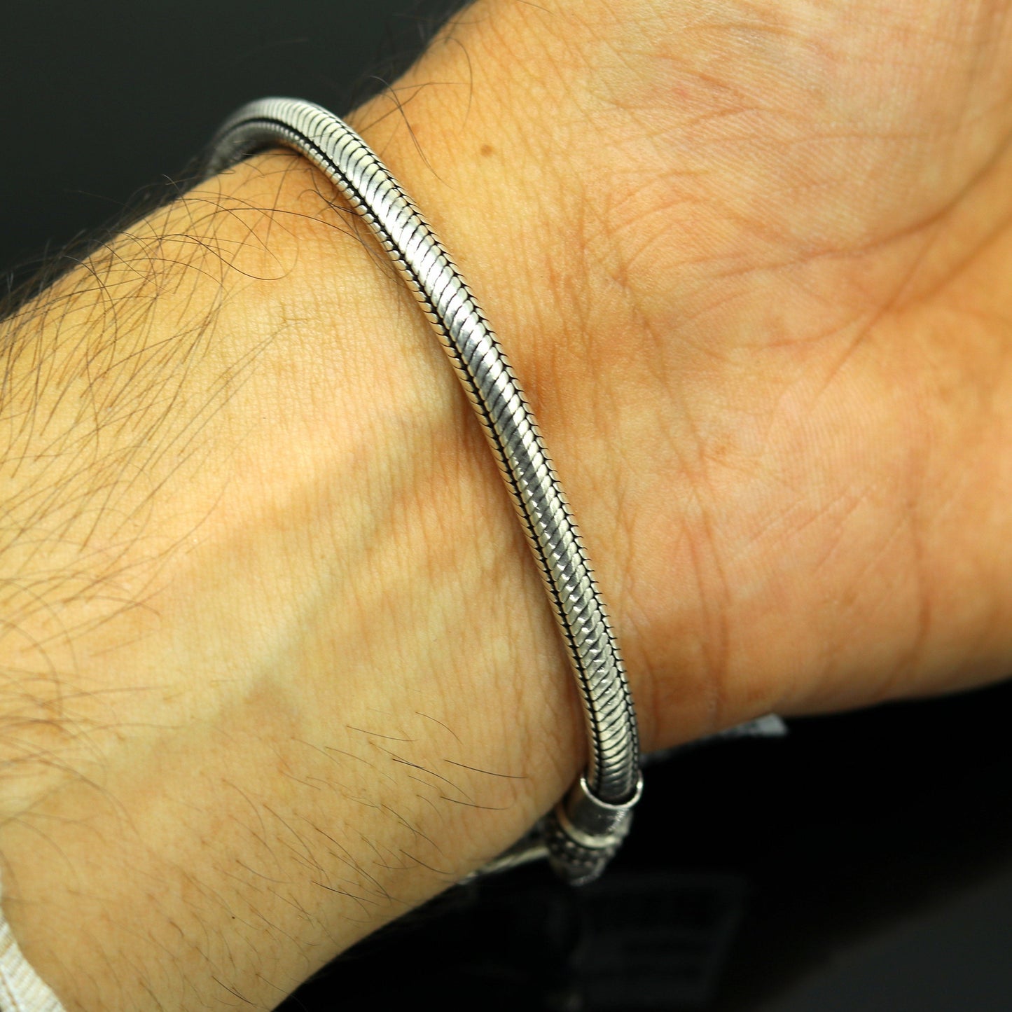 8" long 925 sterling silver handcrafted solid vintage design customized snake chain bracelet unisex personalized gift tribal jewelry nsbr26 - TRIBAL ORNAMENTS