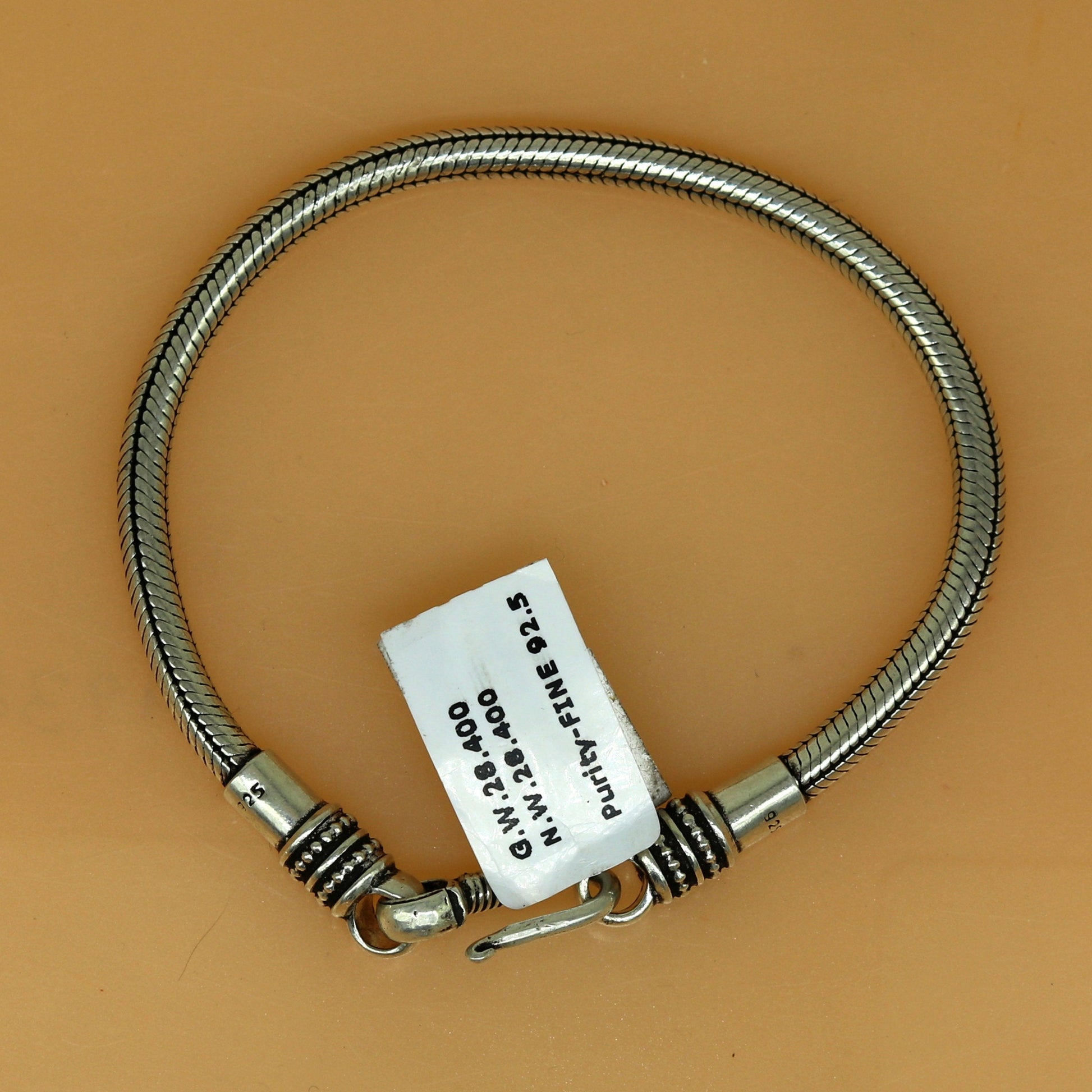 8" long 925 sterling silver handcrafted solid vintage design customized snake chain bracelet unisex personalized gift tribal jewelry nsbr26 - TRIBAL ORNAMENTS