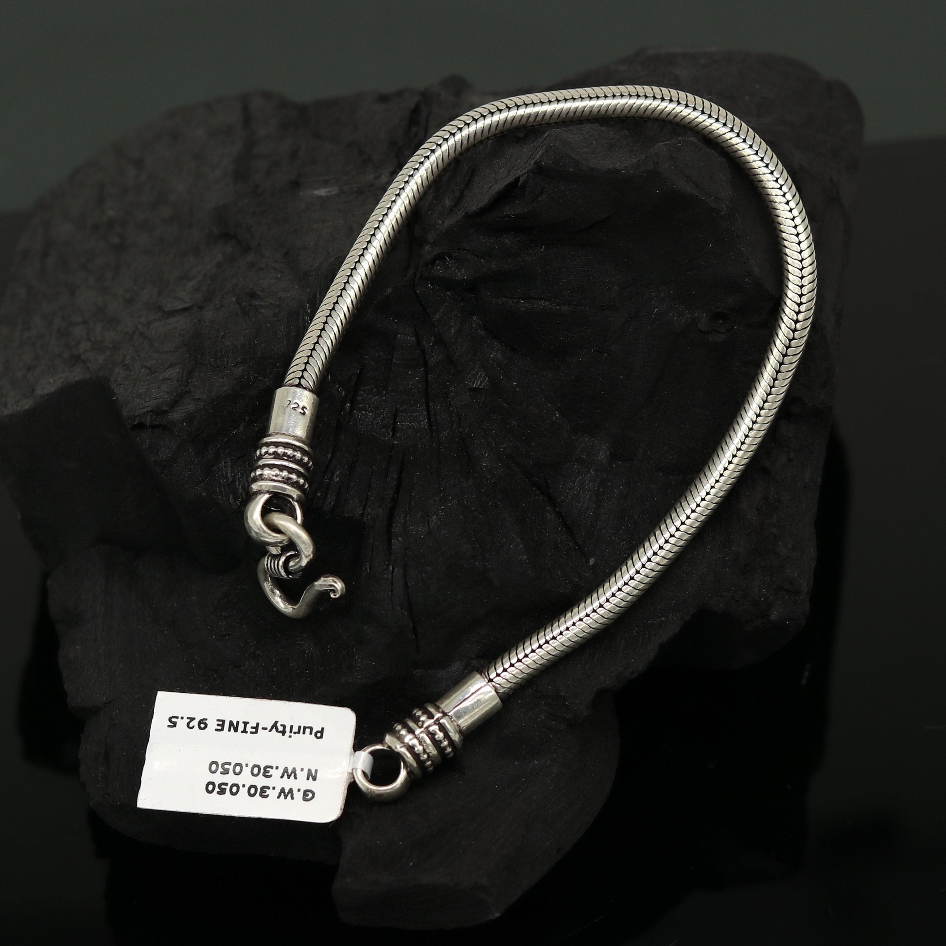 8.5" long 925 sterling silver handmade gorgeous snake chain flexible customized bracelet unisex personalized gift tribal jewelry nsbr39 - TRIBAL ORNAMENTS