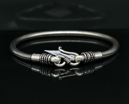 Sterling silver handmade snake chain bracelet, flexible, unisex tribal jewelry, 6 to 8.5 inches long, customized and personalized.