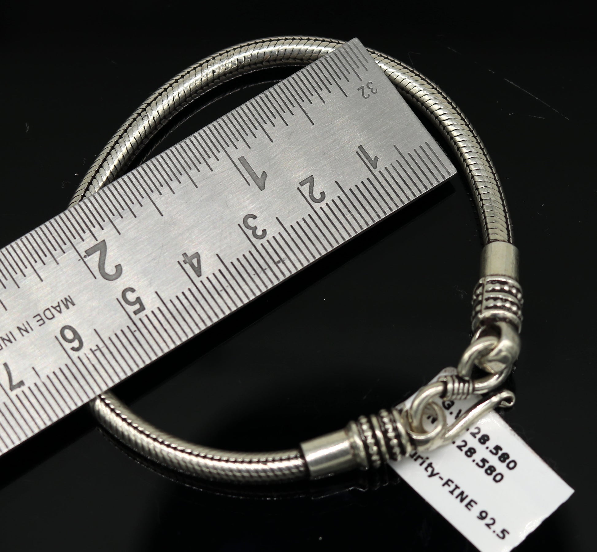 7.8" long handmade 925 sterling silver gorgeous customized snake chain bracelet unisex personalized gifting jewelry nsbr30 - TRIBAL ORNAMENTS