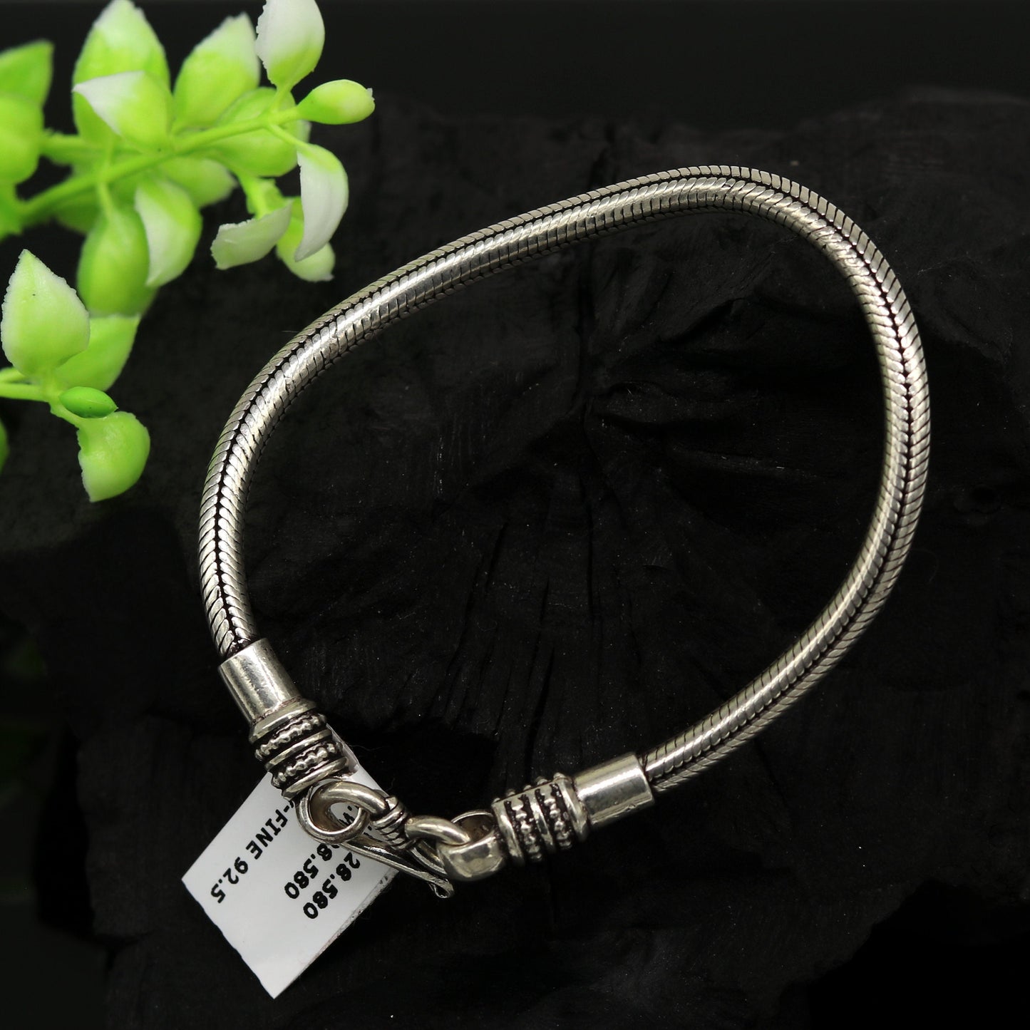 7.8" long handmade 925 sterling silver gorgeous customized snake chain bracelet unisex personalized gifting jewelry nsbr30 - TRIBAL ORNAMENTS