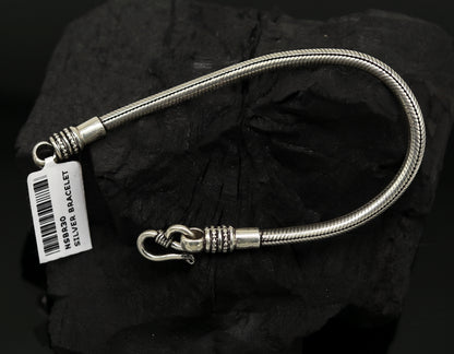 Unisex 925 sterling silver snake chain bracelet with customized design, handmade jewelry for personalized gifting by Tribal Ornaments.