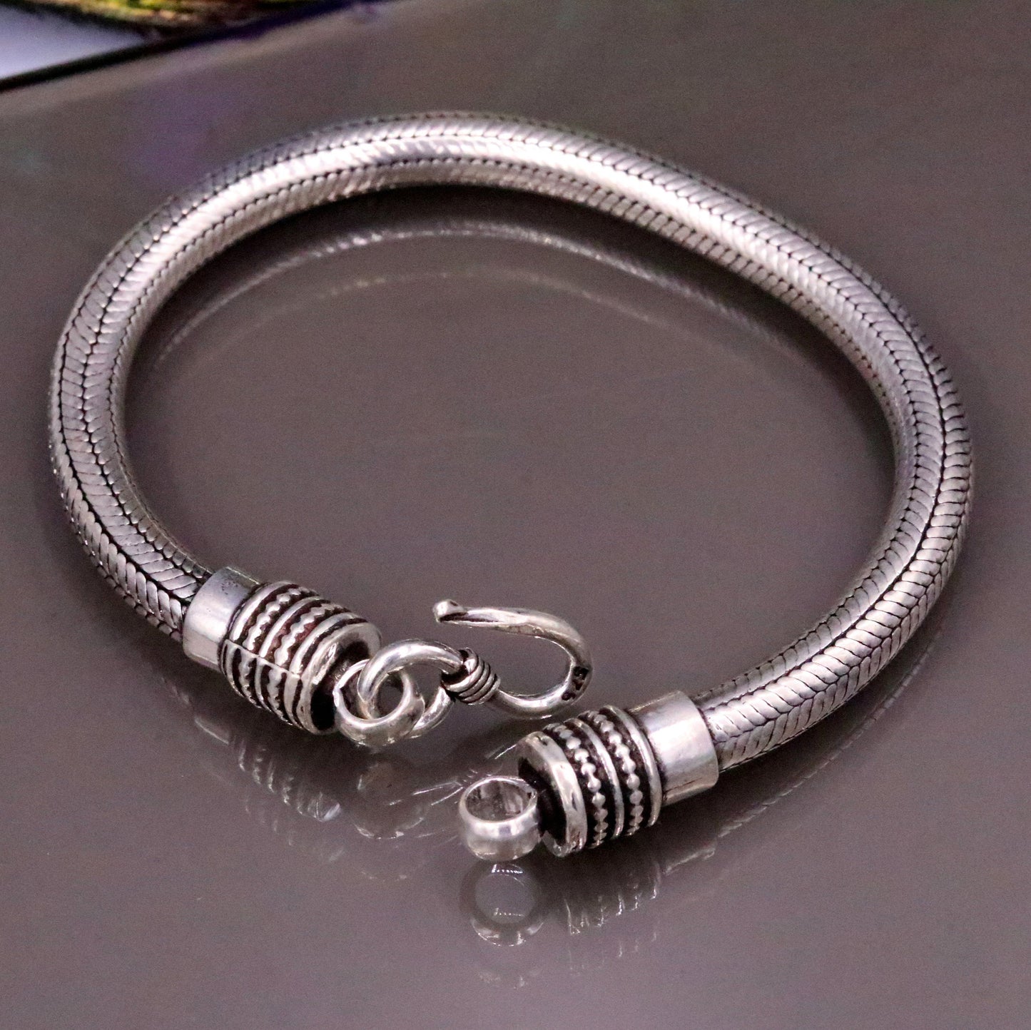 8" long handmade solid sterling silver gorgeous customized snake chain bracelet tribal belly dance gifting jewelry from india sbr199 - TRIBAL ORNAMENTS