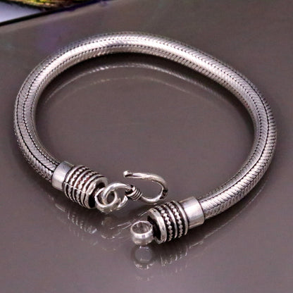 8" long handmade solid sterling silver gorgeous customized snake chain bracelet tribal belly dance gifting jewelry from india sbr199 - TRIBAL ORNAMENTS