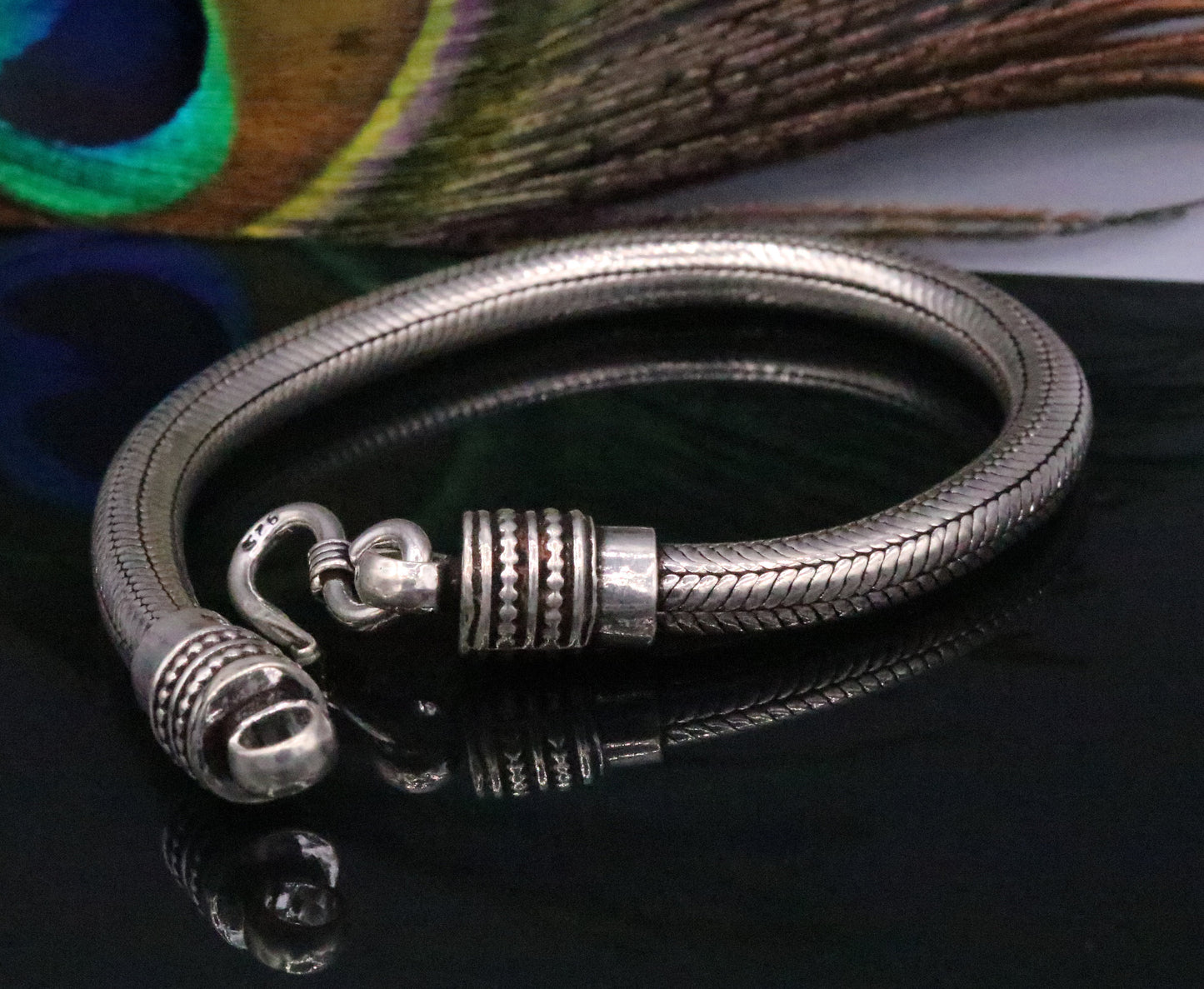 8" long handmade solid sterling silver gorgeous customized snake chain bracelet tribal belly dance gifting jewelry from india sbr199 - TRIBAL ORNAMENTS