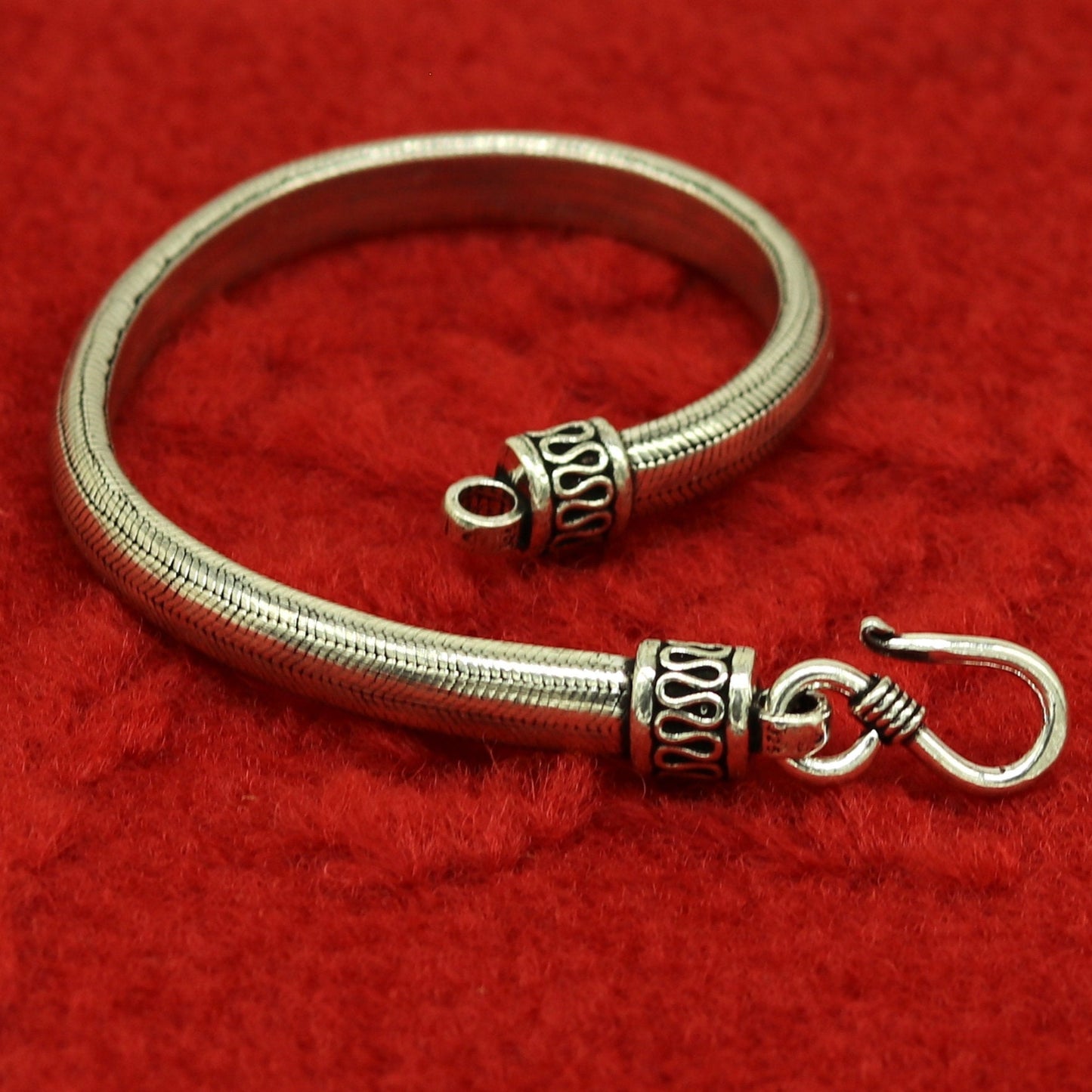 8.2" solid 925 sterling silver handmade snake chain customized half round D shape design bracelet, personalized gifting jewelry sbr209 - TRIBAL ORNAMENTS